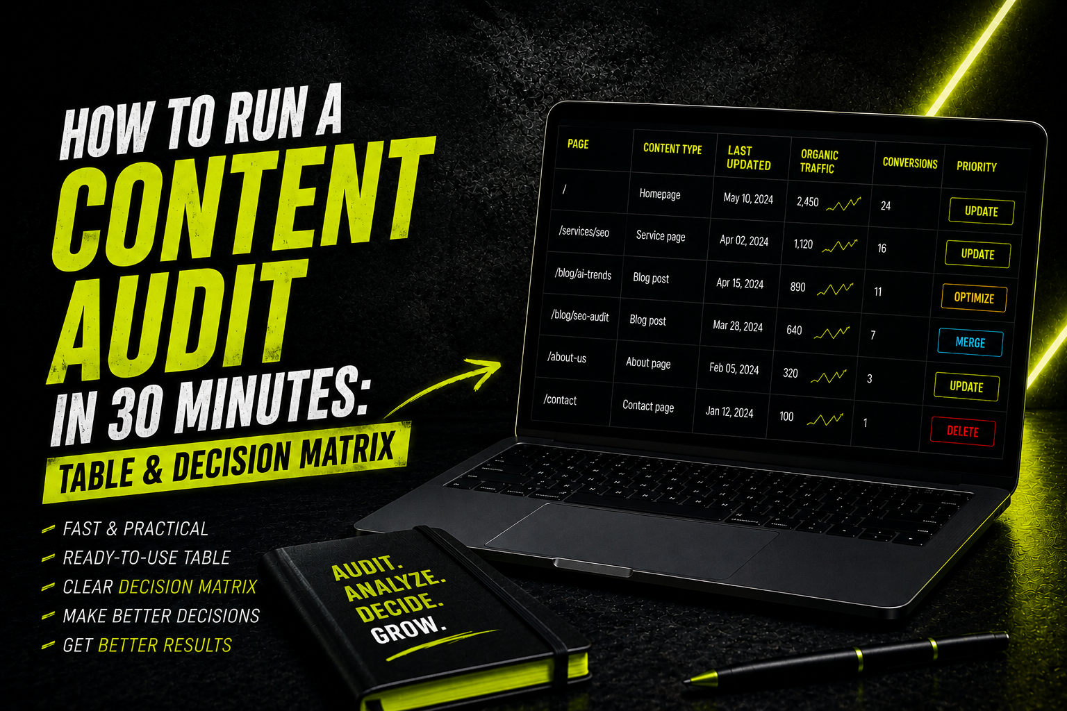 How to Run a Content Audit in 30 Minutes: Template and Decision Matrix