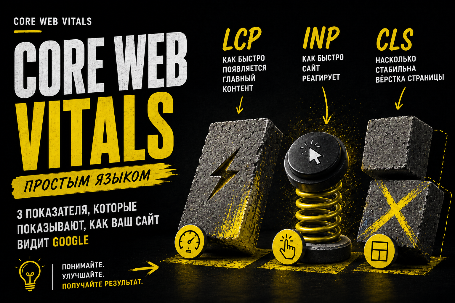 Core Web Vitals простым языком: показатели LCP, INP и CLS