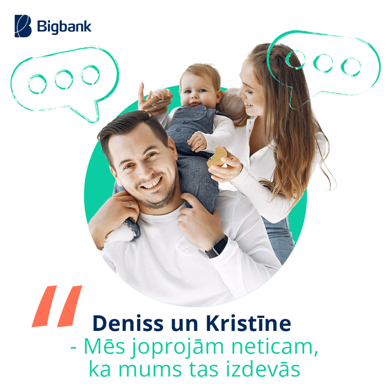 Bigbank customer story social media concept featuring a young family