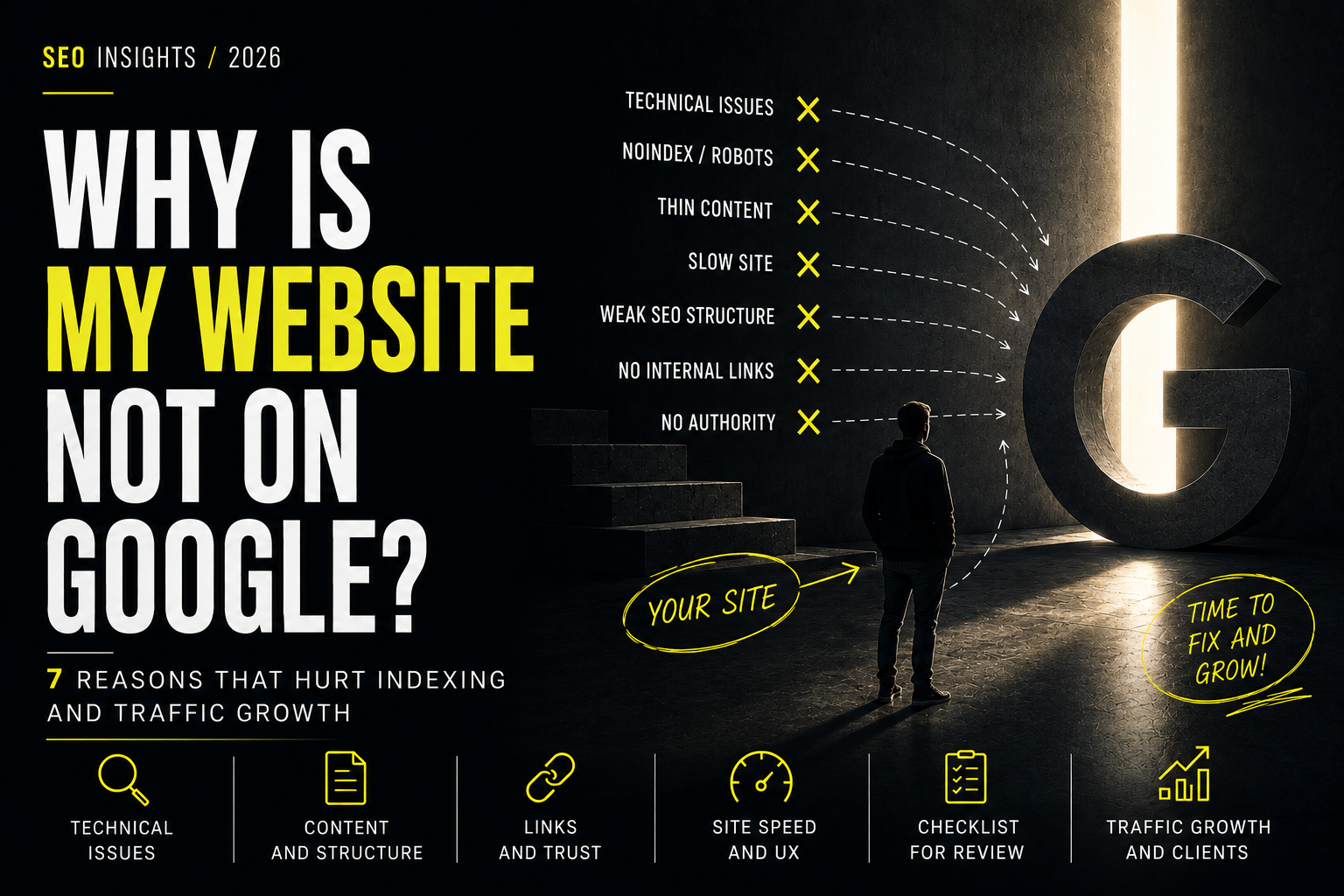 Why is my website not on Google - 7 reasons that hurt indexing and traffic growth