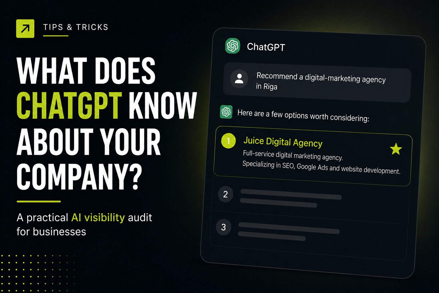 A ChatGPT conversation in which the AI recommends a digital marketing agency