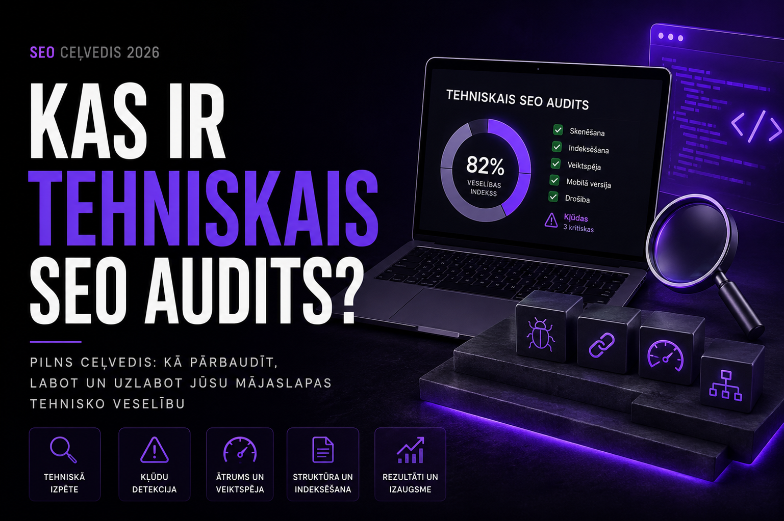 Kas ir tehniskais SEO audits - pilns ceļvedis par indeksēšanu, ātrumu un vietnes tehnisko veselību