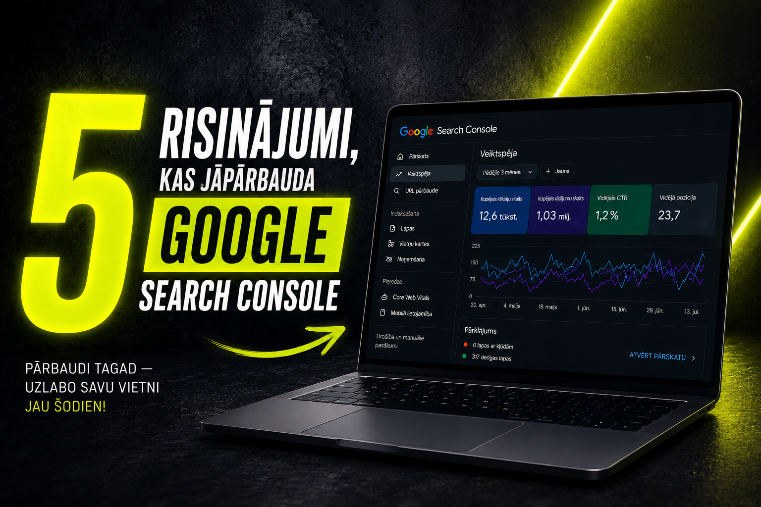 Google Search Console pārskats klēpjdatorā - 5 risinājumi, kas jāpārbauda