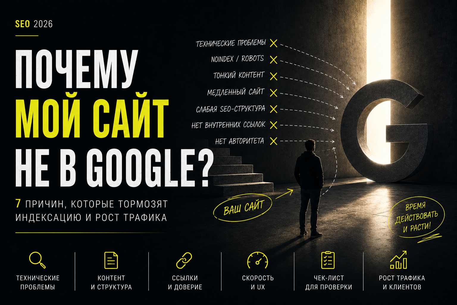 Почему моего сайта нет в Google - 7 причин, которые тормозят индексацию и рост трафика