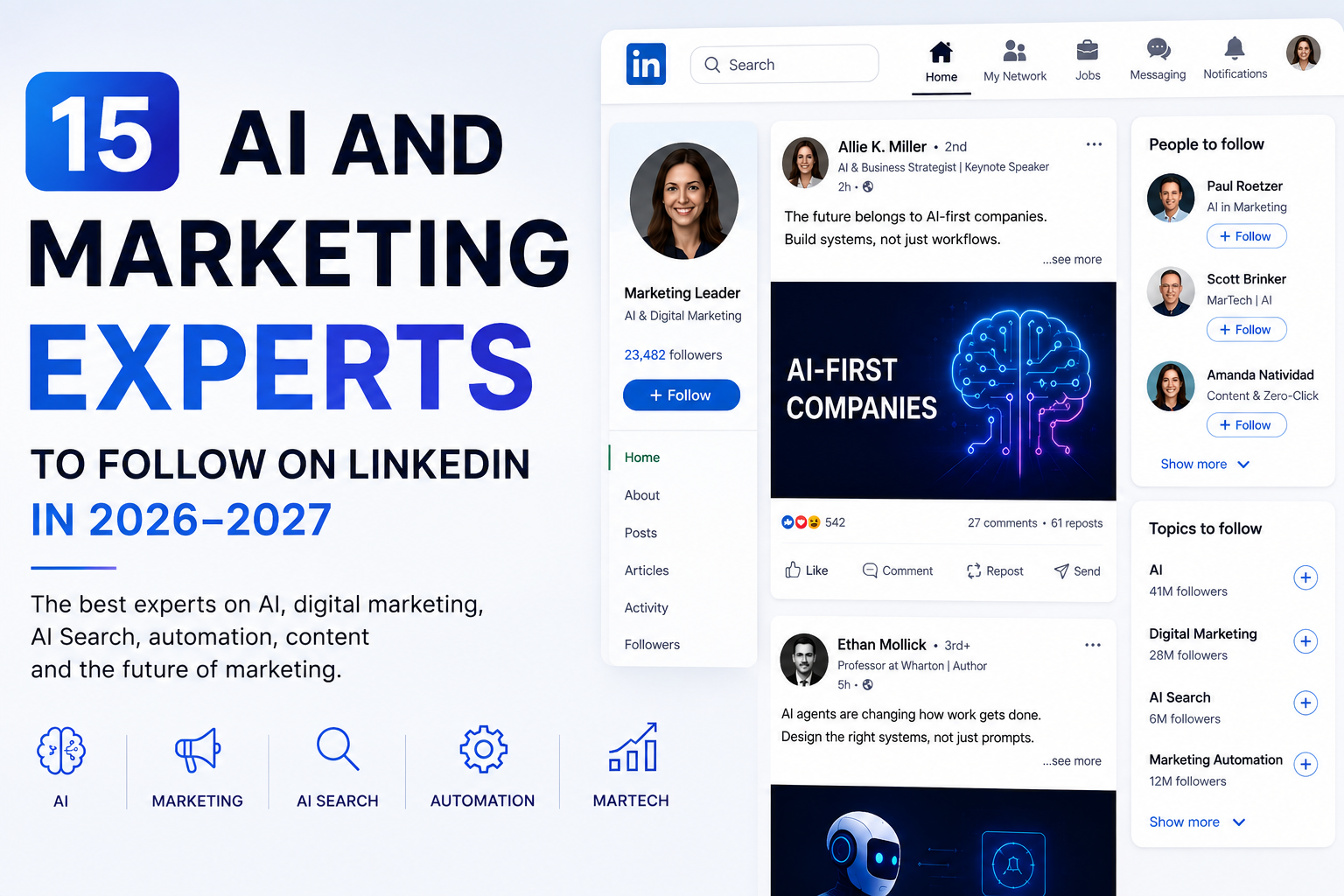 15 AI and marketing experts to follow on LinkedIn in 2026-2027